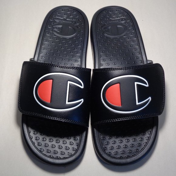 Champion Size 12 M LOGO SLIDE Black Sandals New Men's Shoes - Picture 15 of 15